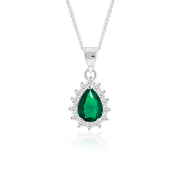 Fern Pear Pendant (Rhodium Plated)